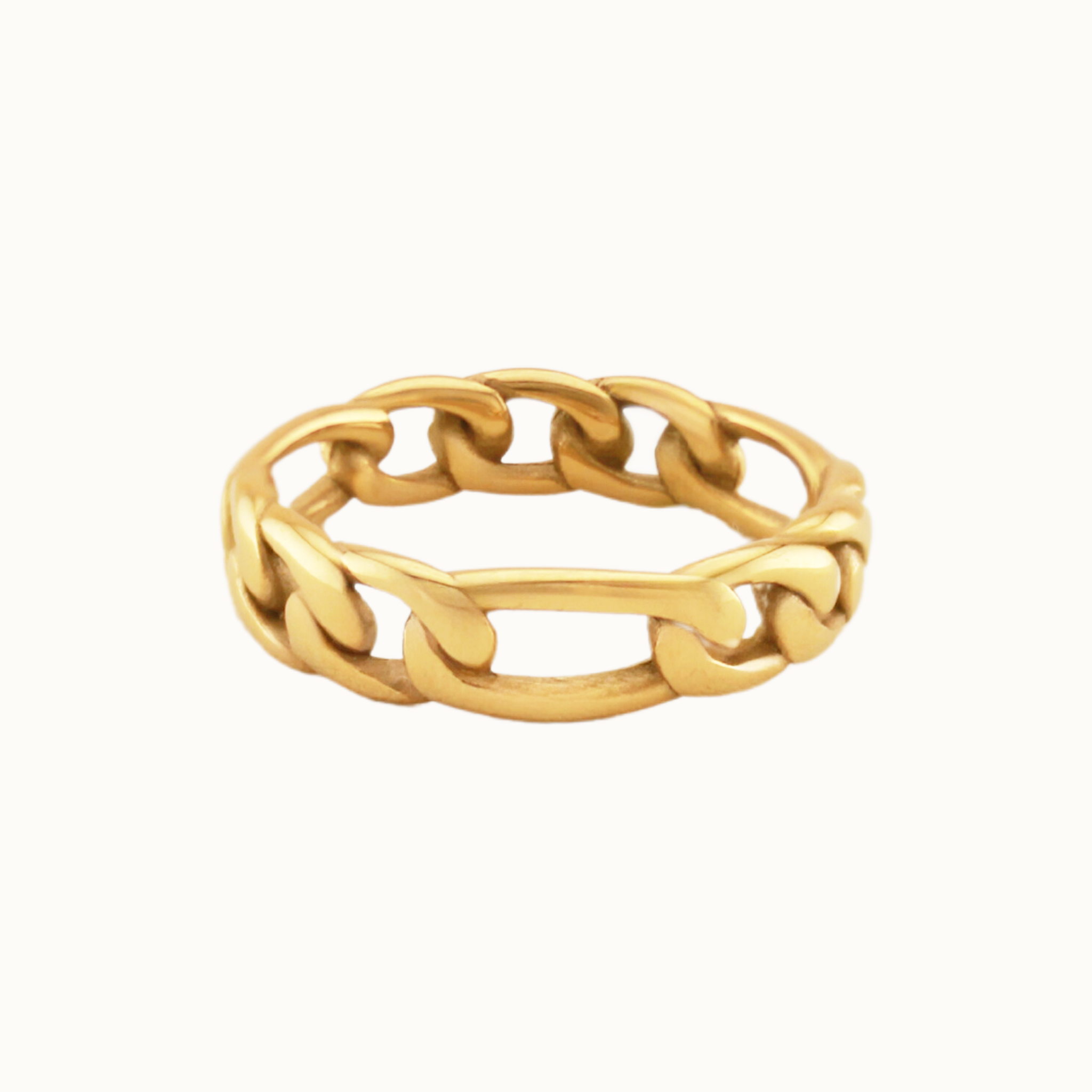 【FRICA】Rectangle Chain Ring Figaro Chain Link Ring- Stacking Gold Rings – Mermaid Haus